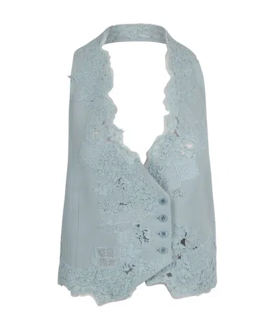 Ermanno Scervino Laced Open Back Vest In Blue