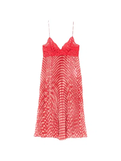Ermanno Scervino Lace-detail Check Midi Dress In Red