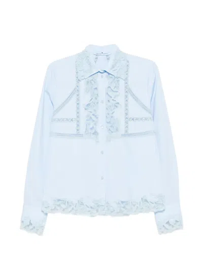 Ermanno Scervino Lace-detail Shirt In Blue