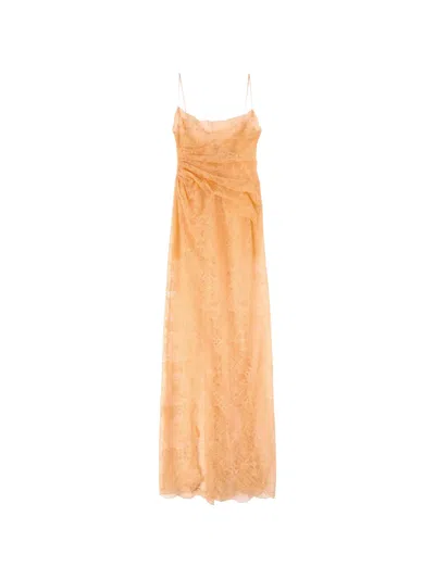 Ermanno Scervino Lace-draped Maxi Dress In Yellow