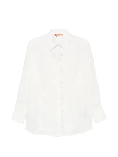 Ermanno Scervino Lace-embroidered Linen Shirt In Red