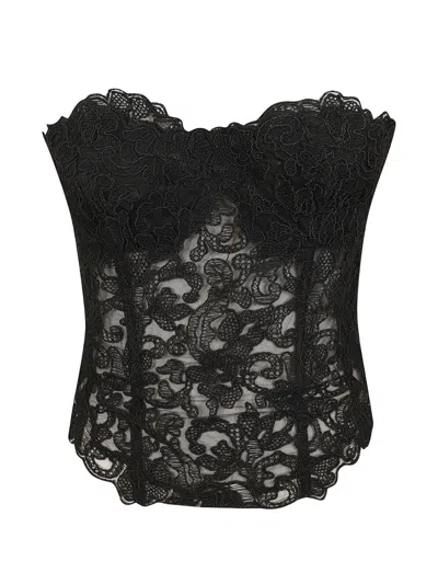 Ermanno Scervino Lace-embroidered Strapless Top In Black