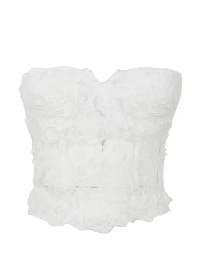 Ermanno Scervino Lace-embroidered Strapless Top In White