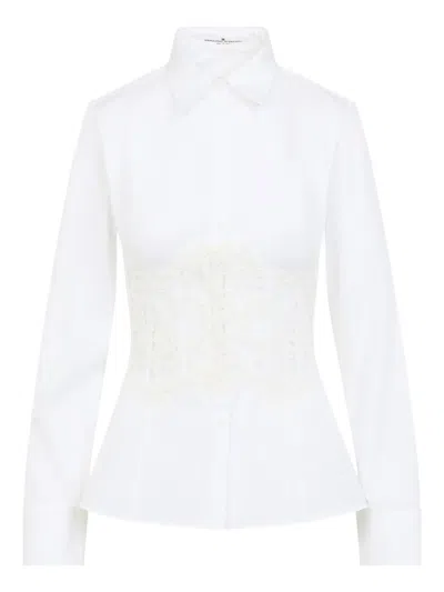 Ermanno Scervino Tailored White Shirt With Lace Overlay