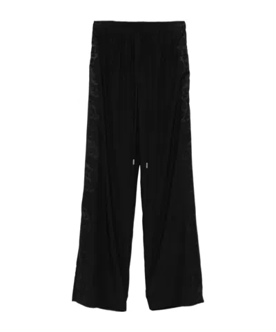 Ermanno Scervino Lace-insert Drawstring Trousers In Black