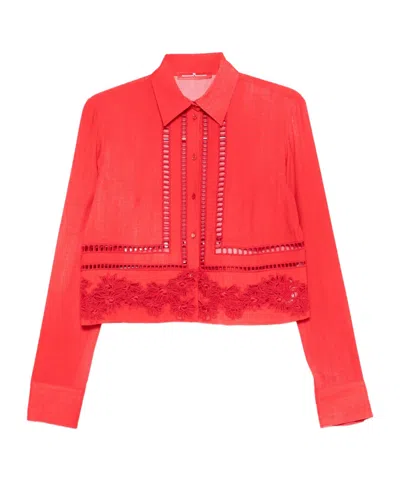 Ermanno Scervino Lace-insert Shirt In Red