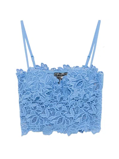 Ermanno Scervino Lace-overlay Bustier Top In Blue
