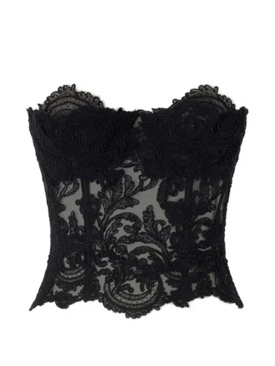 Ermanno Scervino Lace-overlay Corset Top In Black
