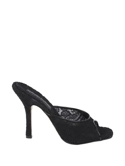 Ermanno Scervino Lace-overlay Peep-toe Sandals In Black