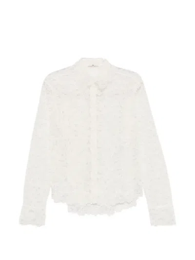 Ermanno Scervino Lace-overlay Scalloped-edge Shirt In White