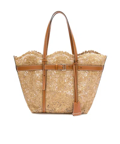 Ermanno Scervino Lace-overlay Tote Bag In Neutral