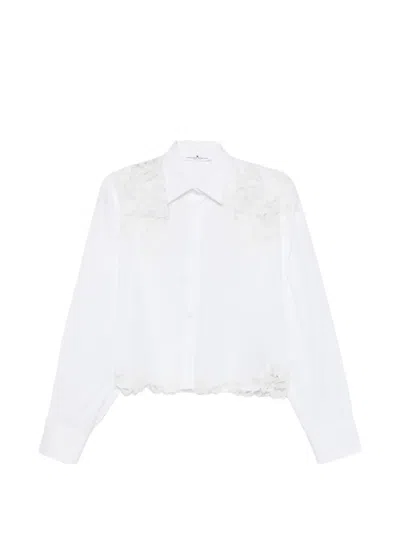 Ermanno Scervino Lace-panel Scalloped-hem Shirt In Purple