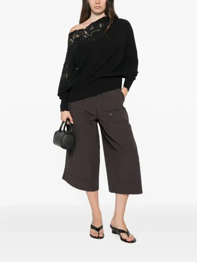 Ermanno Scervino Lace-panel Sequin-embellished Sweater In Black