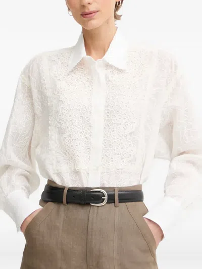Ermanno Scervino Lace-panelled Oversized Shirt In White
