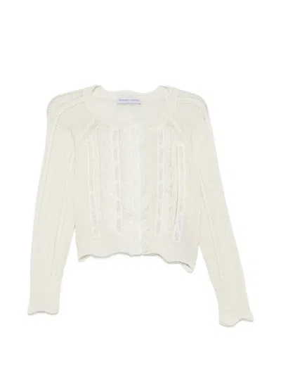 Ermanno Scervino Lace-panelled Pointelle-knit Cardigan In White