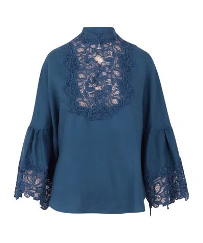 Ermanno Scervino Lace-trim Blouse In Multi
