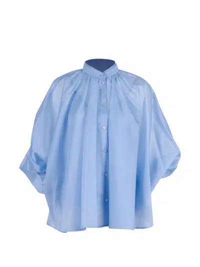 Ermanno Scervino Lace-trim Button-up Blouse In Blue