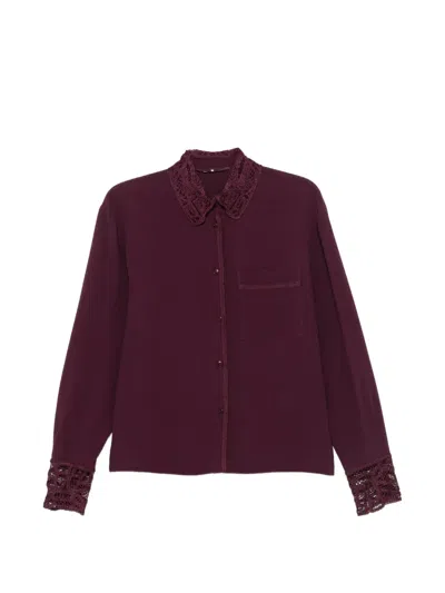 Ermanno Scervino Lace-trim Button-up Shirt In Purple
