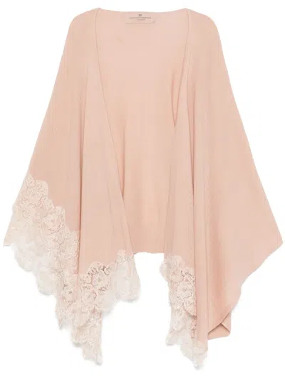 Ermanno Scervino Lace-trim Cape In Pink