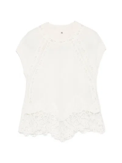 Ermanno Scervino Lace-trim Cashmere Blouse In White