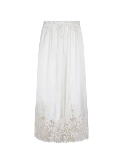 Ermanno Scervino Lace-trim Drawstring Midi Skirt In White
