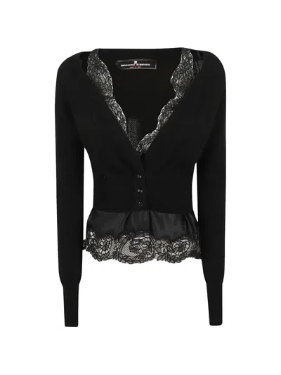 Ermanno Scervino Lace-trim Layered Cardigan In Black