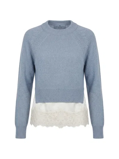 Ermanno Scervino Round Neck Sweater In Blue