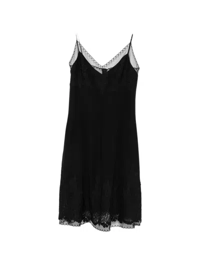 Ermanno Scervino Lace-trim Pleated Midi Dress In Black