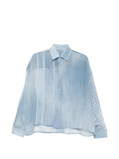 Ermanno Scervino Lace-trim Polka-dot Shirt In Blue