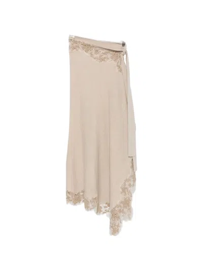 Ermanno Scervino Lace-trim Poncho In Neutral