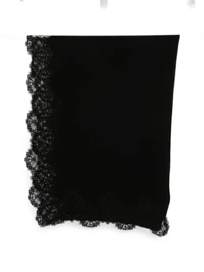 Ermanno Scervino Cashmere Gloves Lace Detail Soft Texture In Black