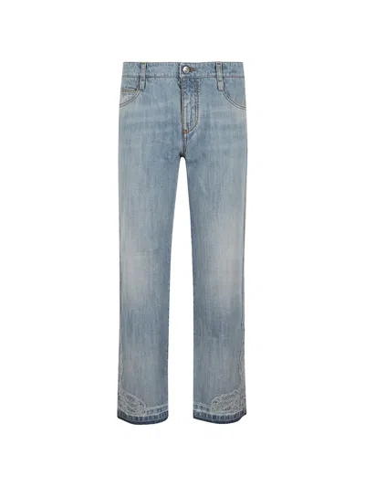 Ermanno Scervino Lace-trim Straight-leg Jeans In Blue