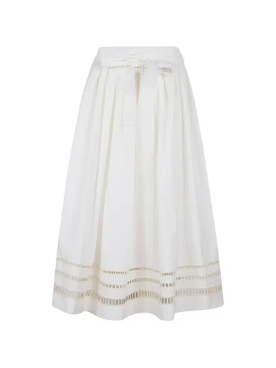 Ermanno Scervino Lace-trim Tie-waist Midi Skirt In White