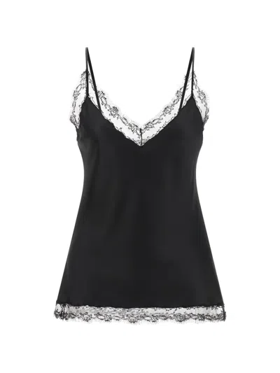 Ermanno Scervino Lace-trim V-neck Sleeveless Blouse In Black