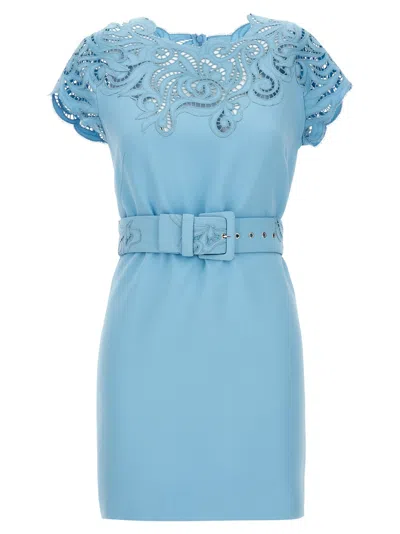 Ermanno Scervino Lace-trimmed Dress In Blue