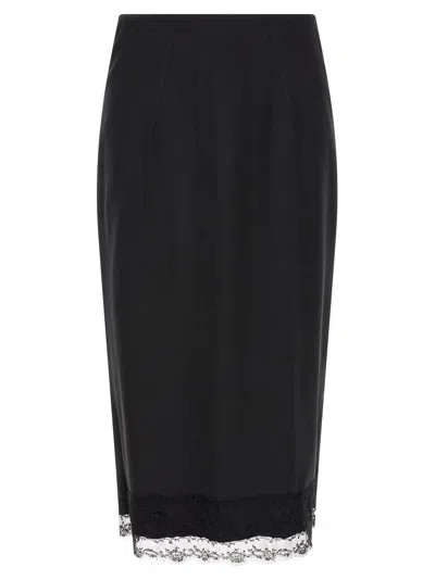 Ermanno Scervino Lace-trimmed Longuette Skirt In Black