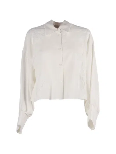 Ermanno Scervino Lace-trimmed Shirt In Neutral