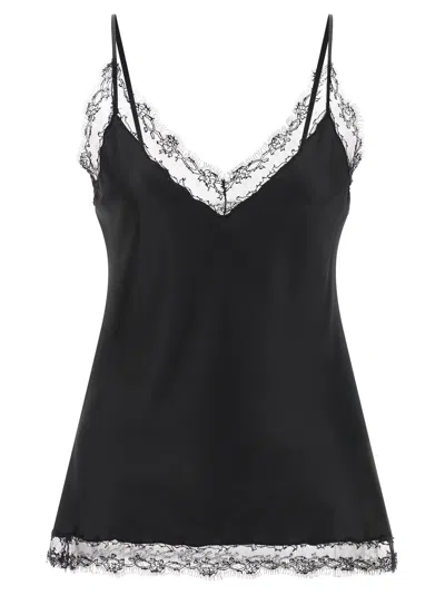 Ermanno Scervino Lace-trimmed Silk Camisole In Black