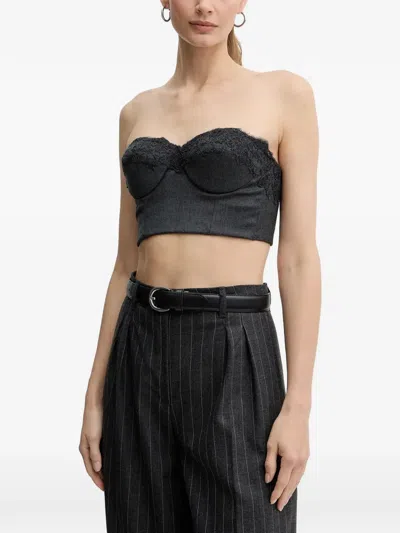 Ermanno Scervino Lace-trimmed Strapless Top In Gold