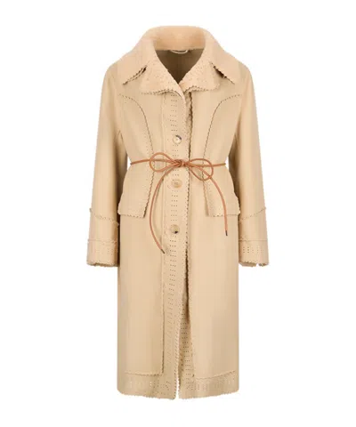 Ermanno Scervino Lapel Coat In Neutral