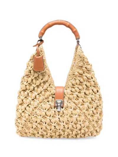 Ermanno Scervino Large Clio Woven Shoulder Bag In Neutral