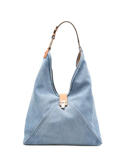 Ermanno Scervino Large Denim Shoulder Bag In Blue