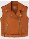 Ermanno Scervino Leather Biker Waistcoat In Braun