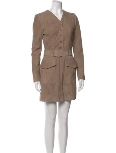 Pre-owned Ermanno Scervino Leather Mini Dress In Neutral