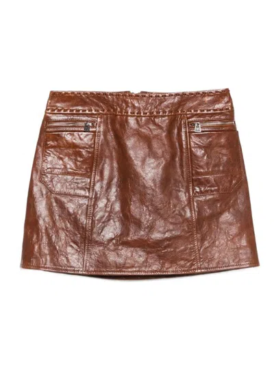 ERMANNO SCERVINO LEATHER MINISKIRT WITH ZIP POCKETS