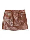 Ermanno Scervino Leather Miniskirt With Zip Pockets In Brown