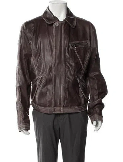 Pre-owned Ermanno Scervino Leather Moto Jacket In Brown