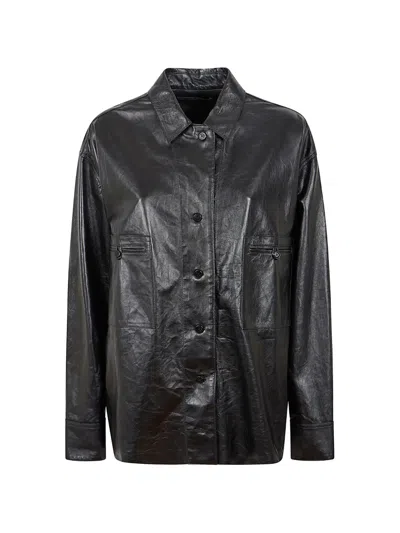 Ermanno Scervino Leather Patch-pocket Jacket In Black
