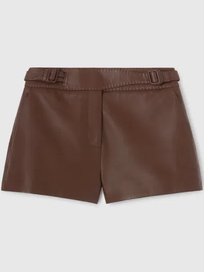 Ermanno Scervino Leather Shorts In Brown