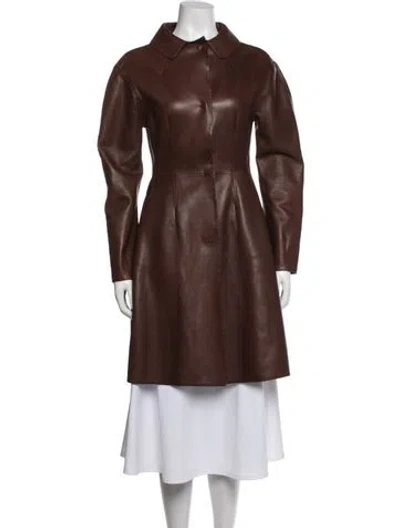 Pre-owned Ermanno Scervino Leather Trench Coat In Brown